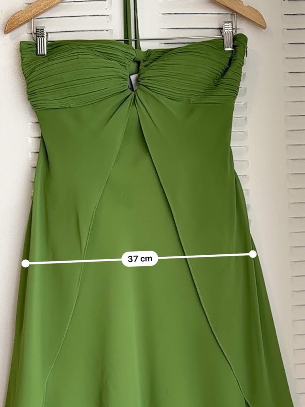Joseph Ribkoff  Size 6 Green Halter Dress | Elegant Draped Chiffon Midi 💚 - Picture 9 of 12